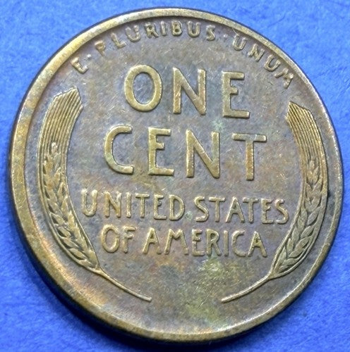 1917-S Lincoln Wheat Cent XF Toned San Francisco Mint Penny Rainbow Reverse 1C