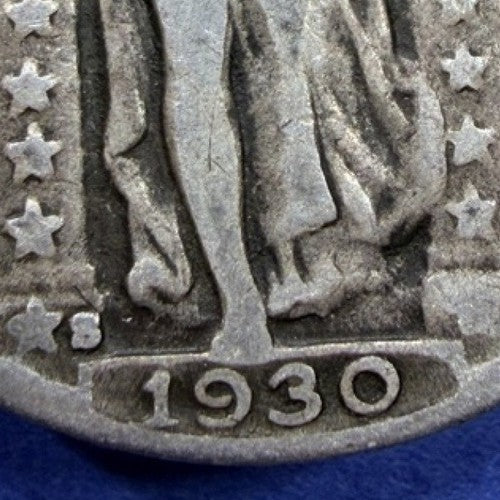 1930-S Standing Liberty Quarter 25C G Good 90% Silver Last Year San Fran Coin - view 4
