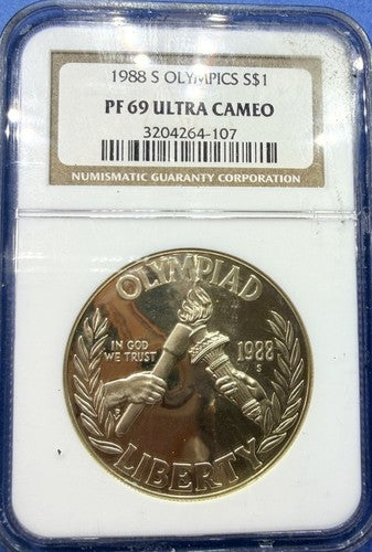 1988-S Olympic Commemorative Silver Dollar Proof NGC PF69 Ultra Cameo $1