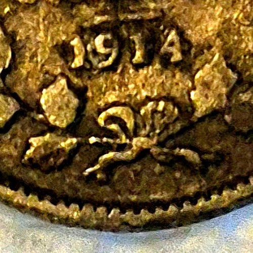 1914 Canada 5 Cents .925 Silver King George V, F-VF Features Year CA Entered WWI