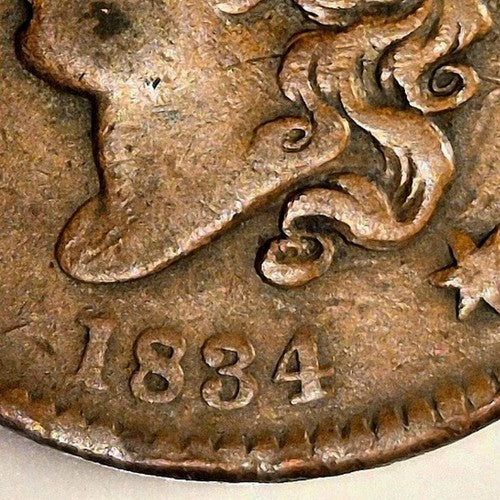 1834 Large Cent,N-2 R-1 Small 8 Large Star Medium Letters VF Features Item Shown - view 7