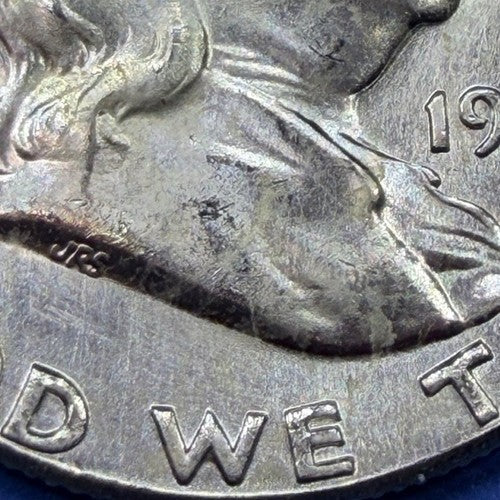 1963 Franklin Half Dollar 50C BU Uncirculated Final Year 90% Silver Toned Coin