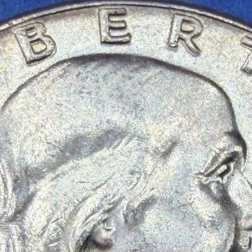 1954 Franklin Half Dollar 50C BU Brilliant Uncirculated 90% Silver Toned Coin - view 8