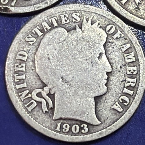 1903 1907 1911 Barber Dime 10C Lot of 3 G Good 90% Silver Three Dates US Coins