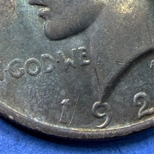 1923 Peace Silver Dollar AU Blue Rainbow Toner Major Die Crack Rim Cud Error $1