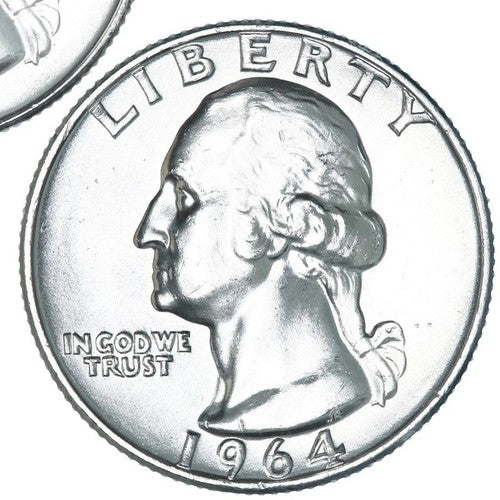 1964 P & D Washington Quarter 2 Coin Set BU 90% Silver Last Silver Year Coins