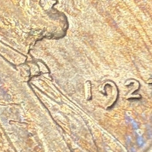 1927 Lincoln Wheat Cent 1C BU WOODY Wood Grain Toned Improper Alloy Mix