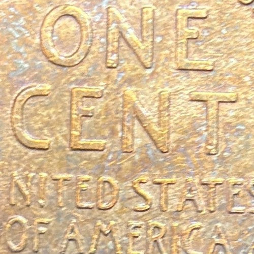 1927 Lincoln Wheat Cent 1C BU WOODY Wood Grain Toned Improper Alloy Mix