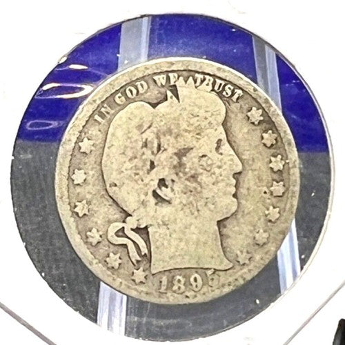 1895 Early Year Barber 90% Silver Quarter 25c Collectible Coin