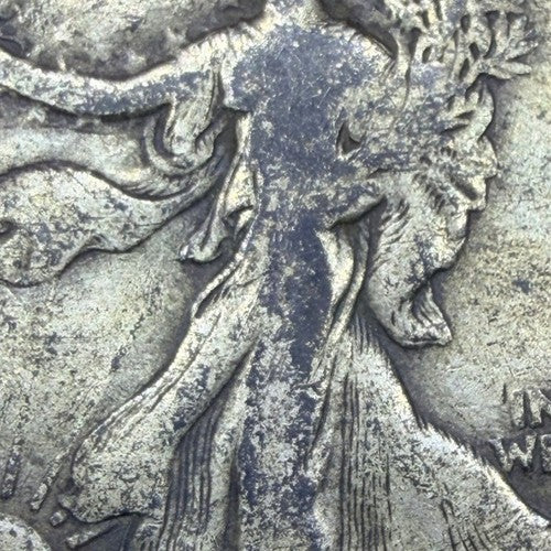 1943 Walking Liberty Half Dollar 50C VF 90% Silver Golden Toned WWII Era Coin