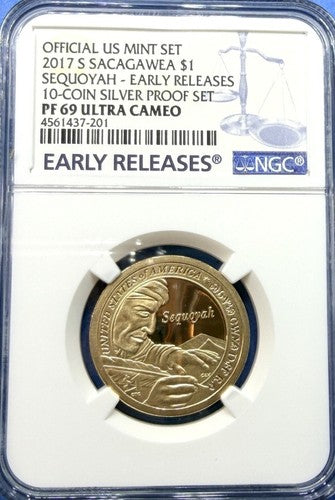 2017-S Sacagawea Dollar Sequoyah Proof NGC PF69 Ultra Cameo Early Releases $1