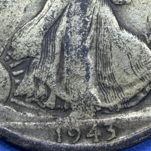 1943 Walking Liberty Half Dollar 50C VF 90% Silver Golden Toned WWII Era Coin