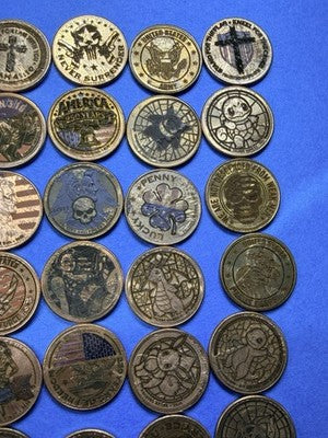 LOT OF 5 🔥 Laser Etched US Lincoln Cents Various Designs Randomly Selected 🔥