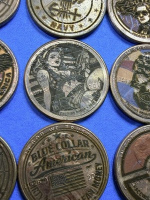LOT OF 5 🔥 Laser Etched US Lincoln Cents Various Designs Randomly Selected 🔥