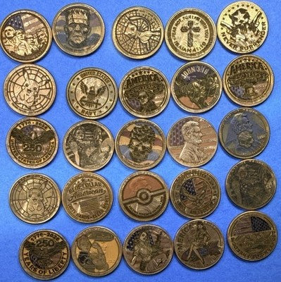 LOT OF 5 🔥 Laser Etched US Lincoln Cents Various Designs Randomly Selected 🔥