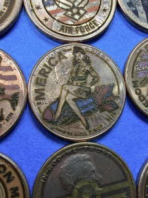 LOT OF 5 🔥 Laser Etched US Lincoln Cents Various Designs Randomly Selected 🔥