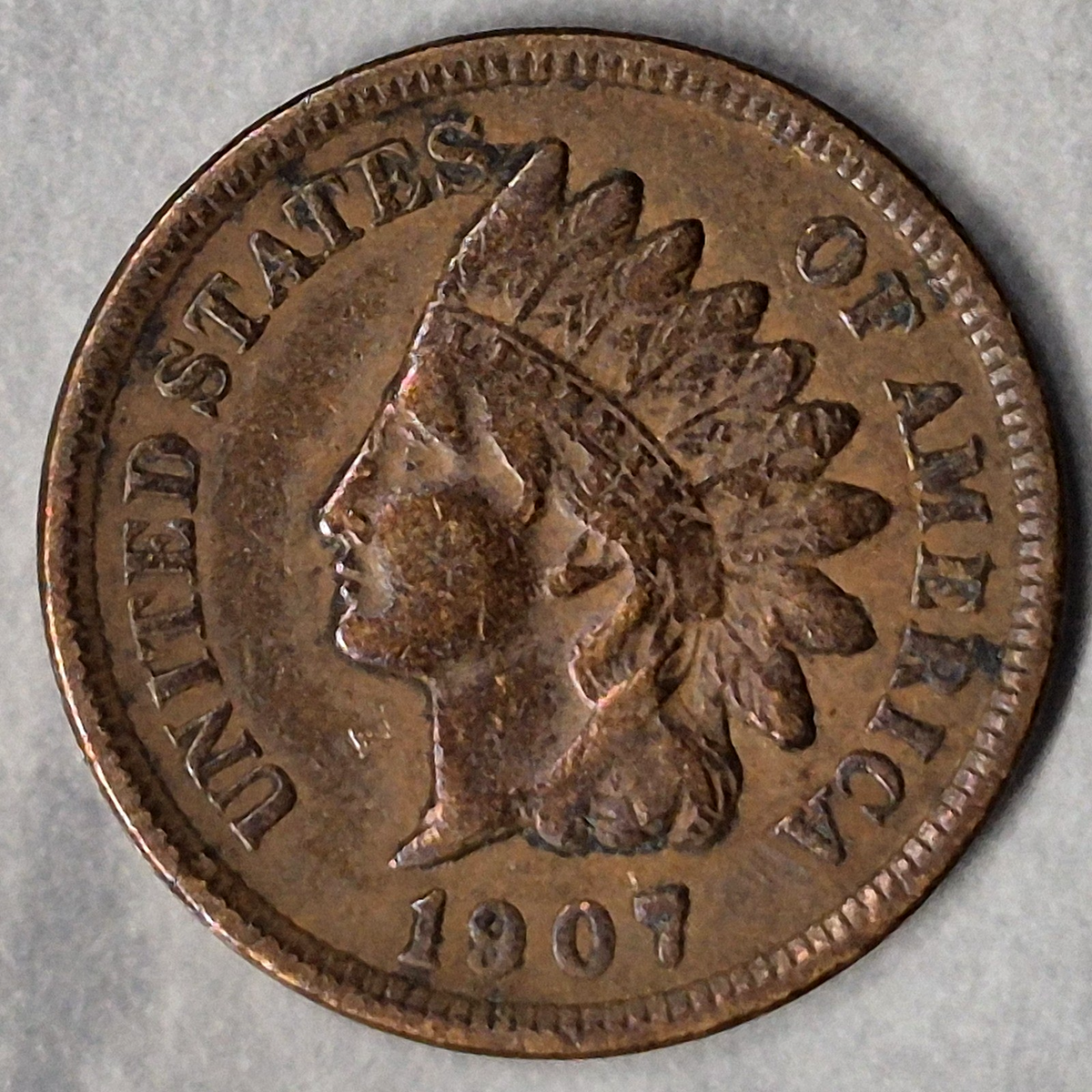 1907 Indian Head Cent Penny 1C VF Very Fine Bronze Philadelphia Mint US Coin
