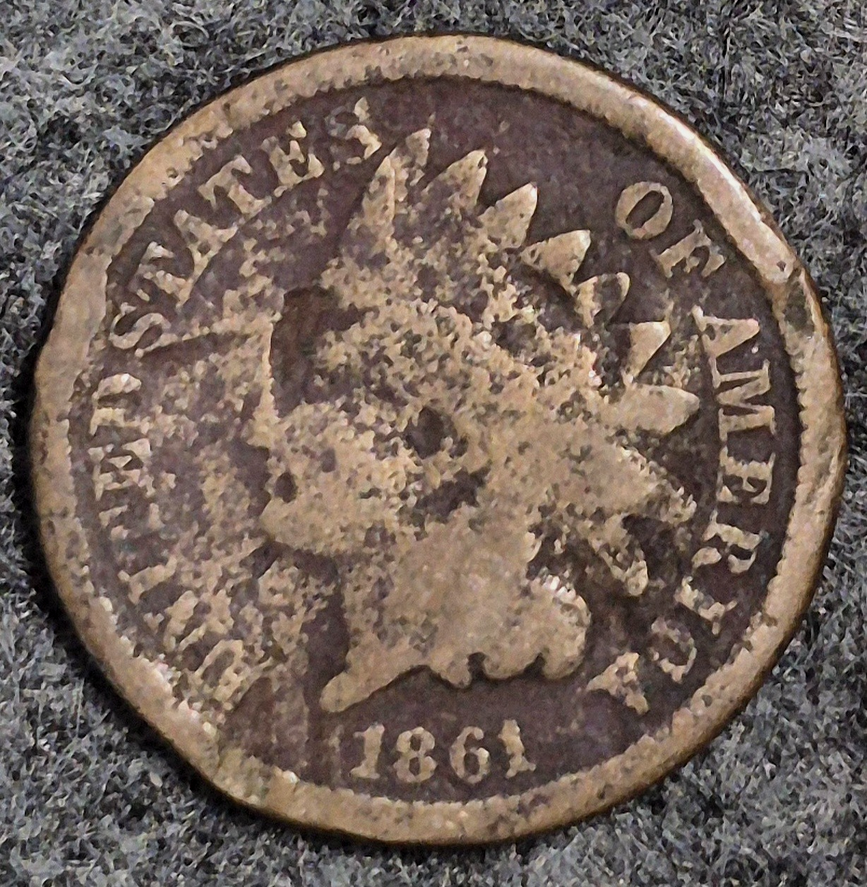 1861 Indian Head Cent AG or Less Features Type II Chunky Oak Wreath Coin Shown