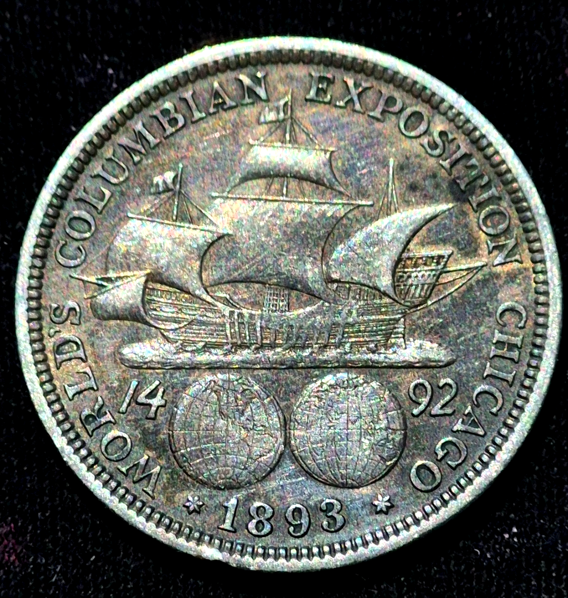 1892 COLUMBIAN EXPOSITION Silver Half-Dollar - Beautifully Toned Example! 50C
