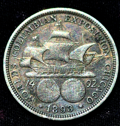 1892 COLUMBIAN EXPOSITION Silver Half-Dollar - Beautifully Toned Example! 50C