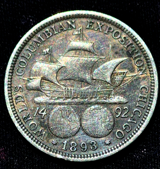 1892 COLUMBIAN EXPOSITION Silver Half-Dollar - Beautifully Toned Example! 50C