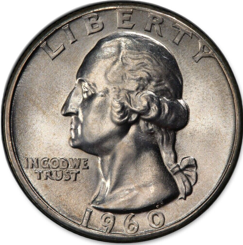 1960-D Washington Silver Quarter 25c BU Brilliant Uncirculated ++ Strong Detail