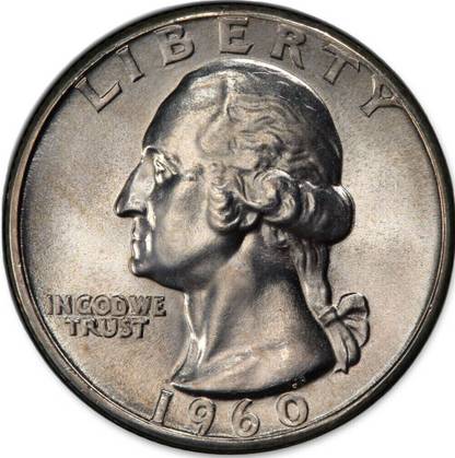 1960-D Washington Silver Quarter 25c BU Brilliant Uncirculated ++ Strong Detail
