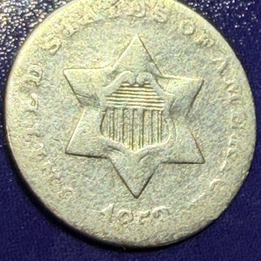 1853 Three Cent Silver Trime 3c G Good Star Type 1 Early US Silver Coin