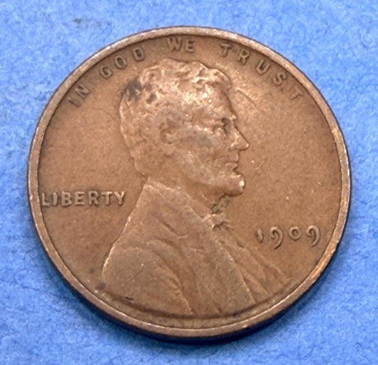 1909 Lincoln Wheat Cent Penny 1C VF Very Fine First Year of Issue Bronze Coin