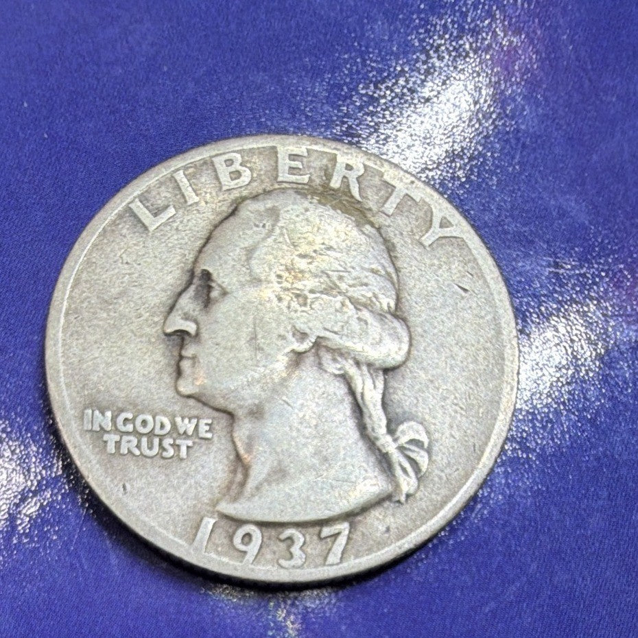 1937-D Washington Quarter 25C VG 90% Silver US Coin Denver