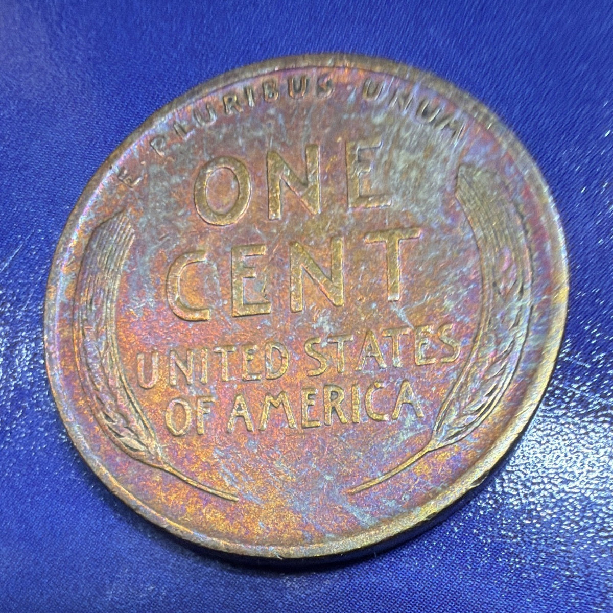 1909 Lincoln Wheat Cent 1C AU Rainbow Toned Brown Penny Philadelphia US Coin