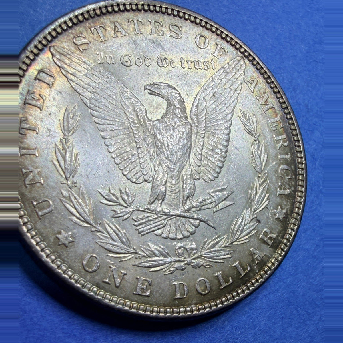 1882 Morgan Silver Dollar $1 BU Blue Toned Philadelphia 90% Silver US Coin