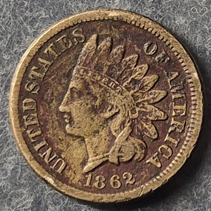 1862 Indian Head Cent Penny 1C VF Very Fine Copper-Nickel Civil War Oak Wreath