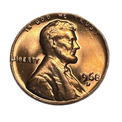 1968 D Denver Lincoln Memorial Penny Brilliant Uncirculated (BU) Red Gem 1c Coin