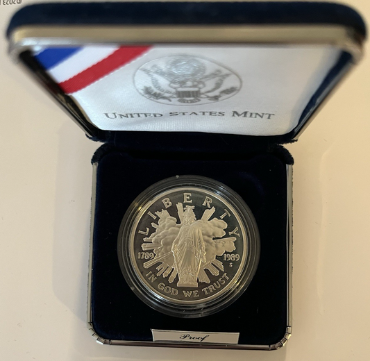 1989 - LIBERTY 90% SILVER DOLLAR  Gem Proof in Airtite and Clamshell Case