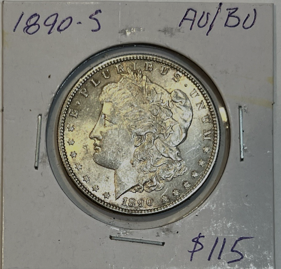 💥 1890-S Morgan 90% Silver Dollar AU/BU Strong MS Features ~NICE SHARP COIN ~