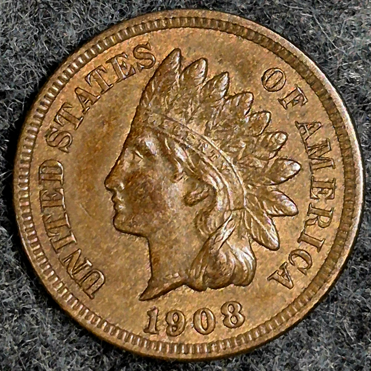 1908 Indian Head Cent Choice Crisp AU-MS Features High Grade Coin Shown  1C