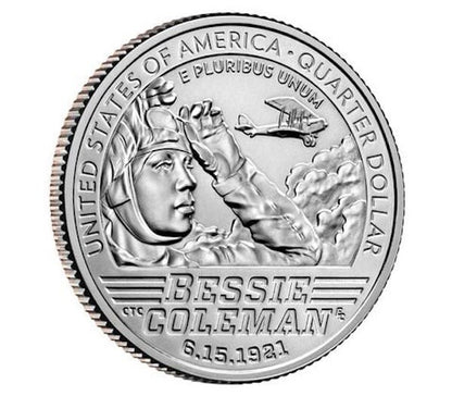 2023 3 Coin Set P/D/S Bessie Coleman American Women  Quarters BU Uncirculated 2