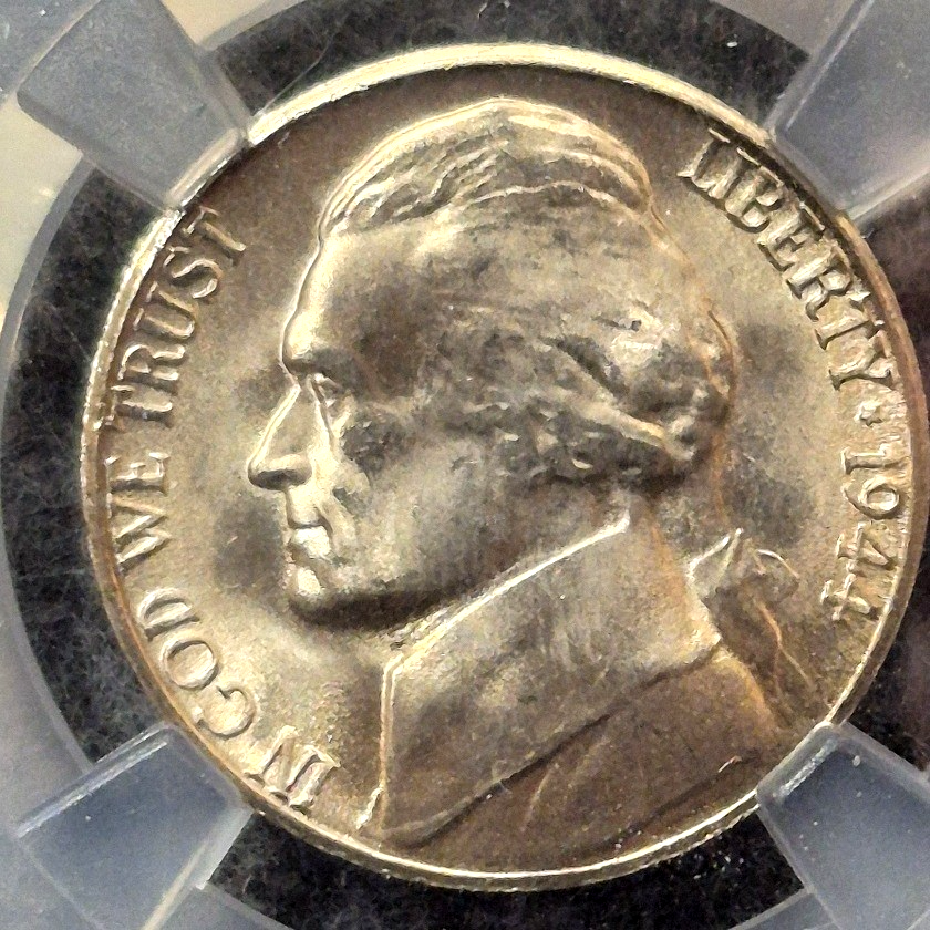 1944-S Jefferson War Nickel NGC MS65 Trader Bea Purple Core 35% Silver WWII 5C
