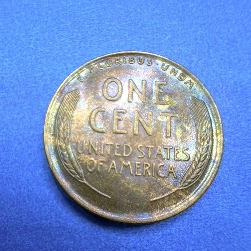 1910 Lincoln Wheat Cent Super Toner Blue Purple Gold Rainbow Toning AU Beauty