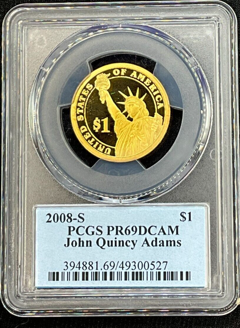 ✅ 2008 S $1 John Quincy Adams PCGS PR69DCAM Presidential Dollar Coin Photo Label
