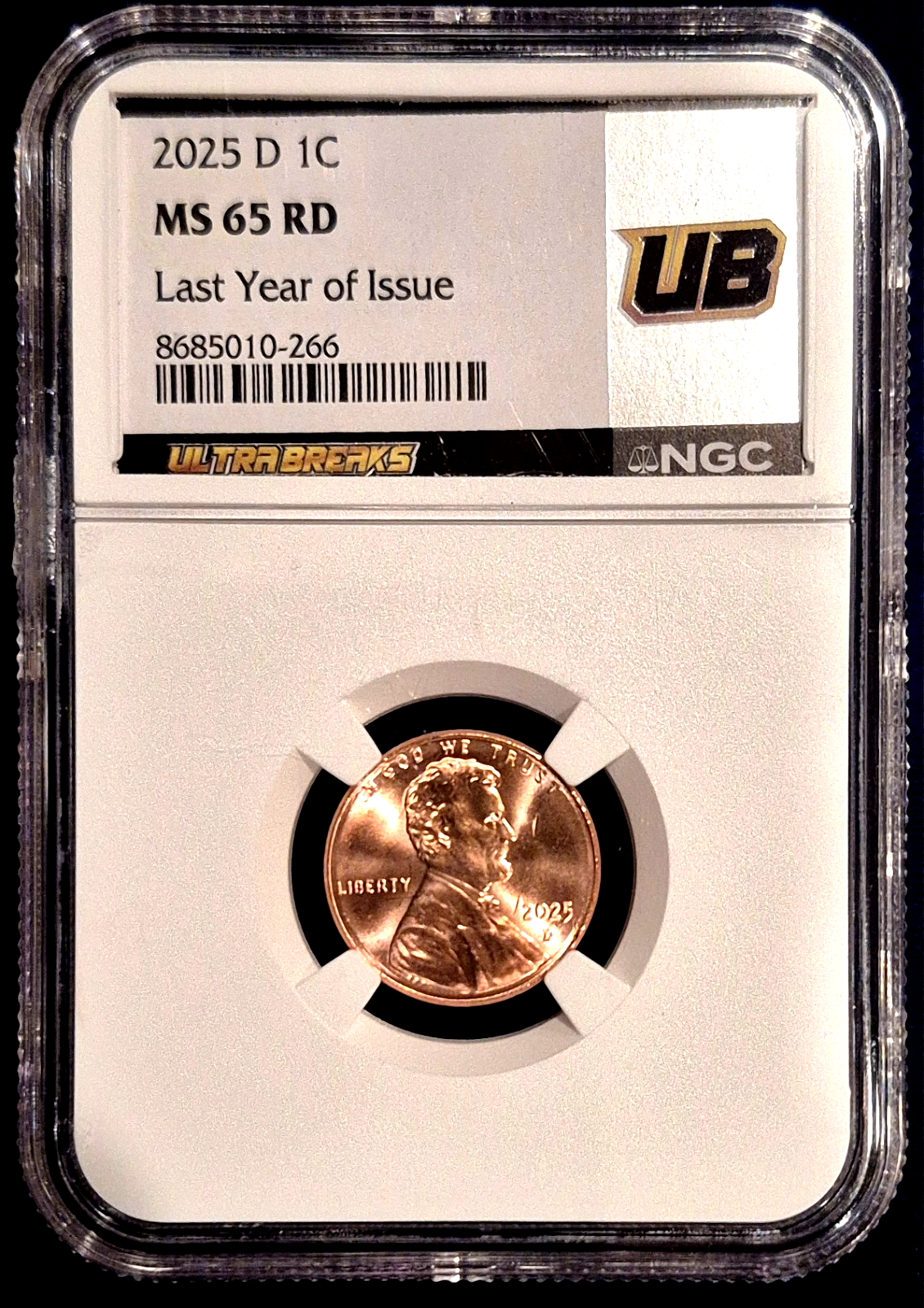 2025-D Lincoln Shield Cent NGC *ULTRA BREAKS* MS65RD Last Year Of Issue!