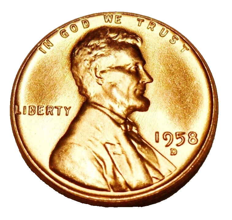 ✅ 1958 D Lincoln Wheat Cent GEM BU 1c Brilliant Uncirculated From OBW Roll NOS