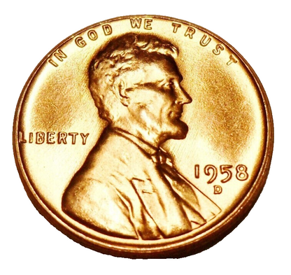 ✅ 1958 D Lincoln Wheat Cent GEM BU 1c Brilliant Uncirculated From OBW Roll NOS