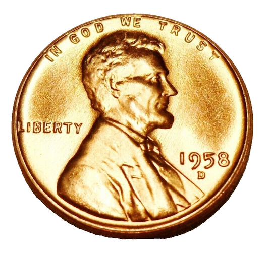 ✅ 1958 D Lincoln Wheat Cent GEM BU 1c Brilliant Uncirculated From OBW Roll NOS