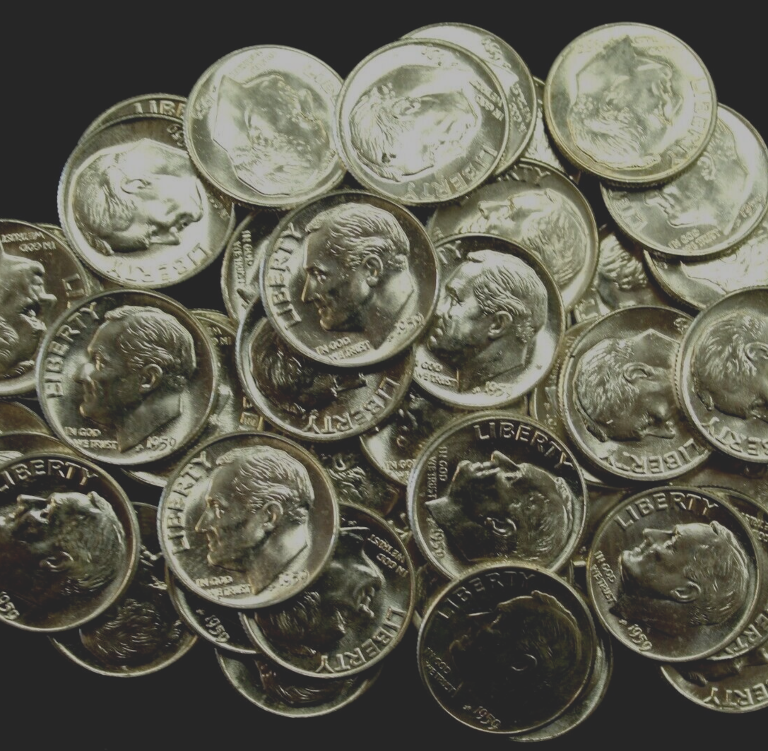 1959P Roosevelt Dime 90% SILVER Gem BU Brilliant Uncirculated Bright White Shiny