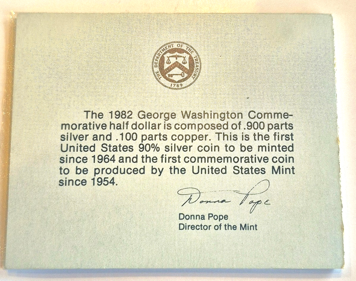 1982-D George Washington 1/2 Dollar 90% Silver Commemorative BU (Box & COA)