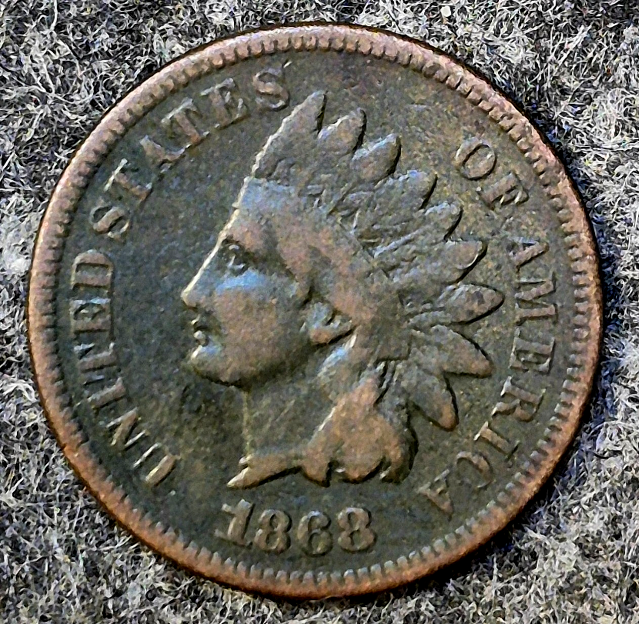 1868 Indian Head Cent Penny G-VG Features Part Liberty, Receive Coin Pictured 1C