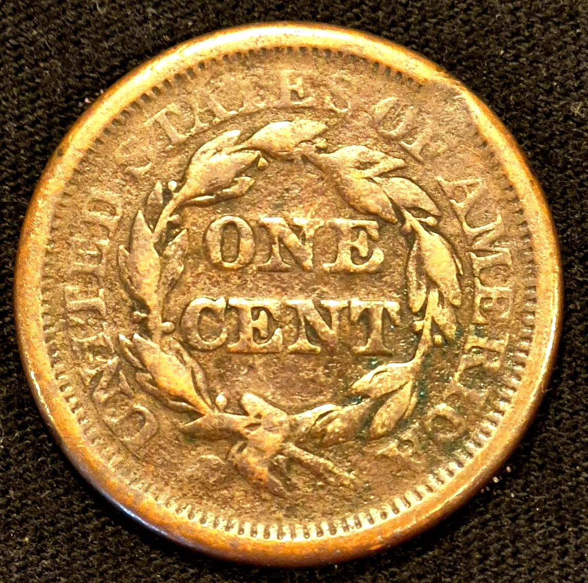1850 Braided Hair Large Cent N5 R4 GSID 1150 Strong VF Features