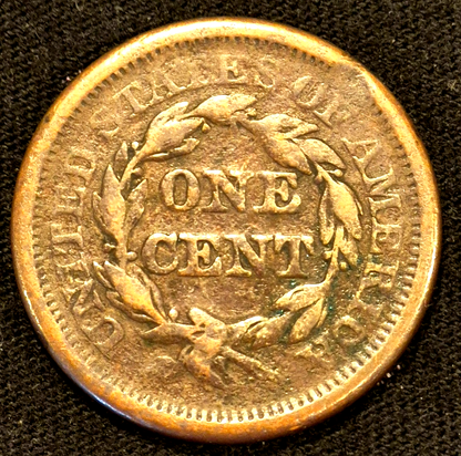 1850 Braided Hair Large Cent N5 R4 GSID 1150 Strong VF Features